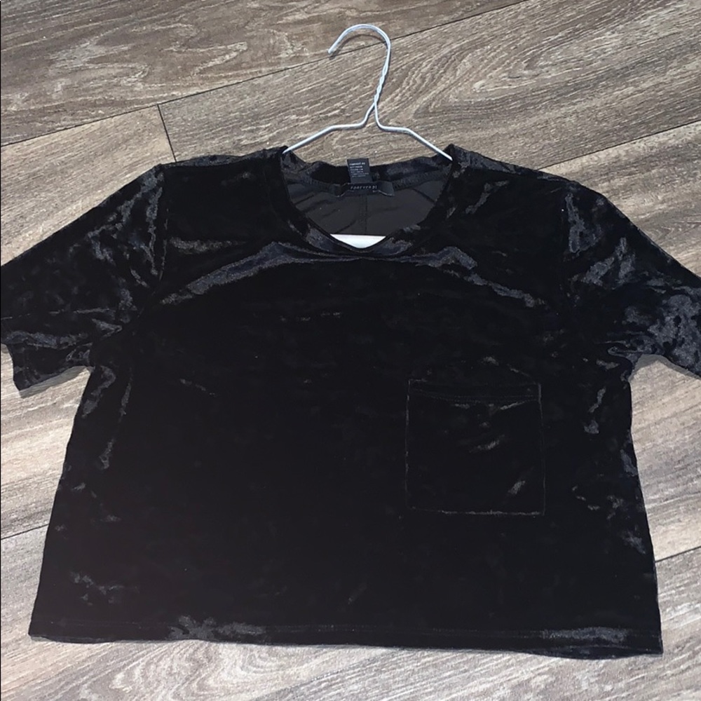 Black velvet cropped top